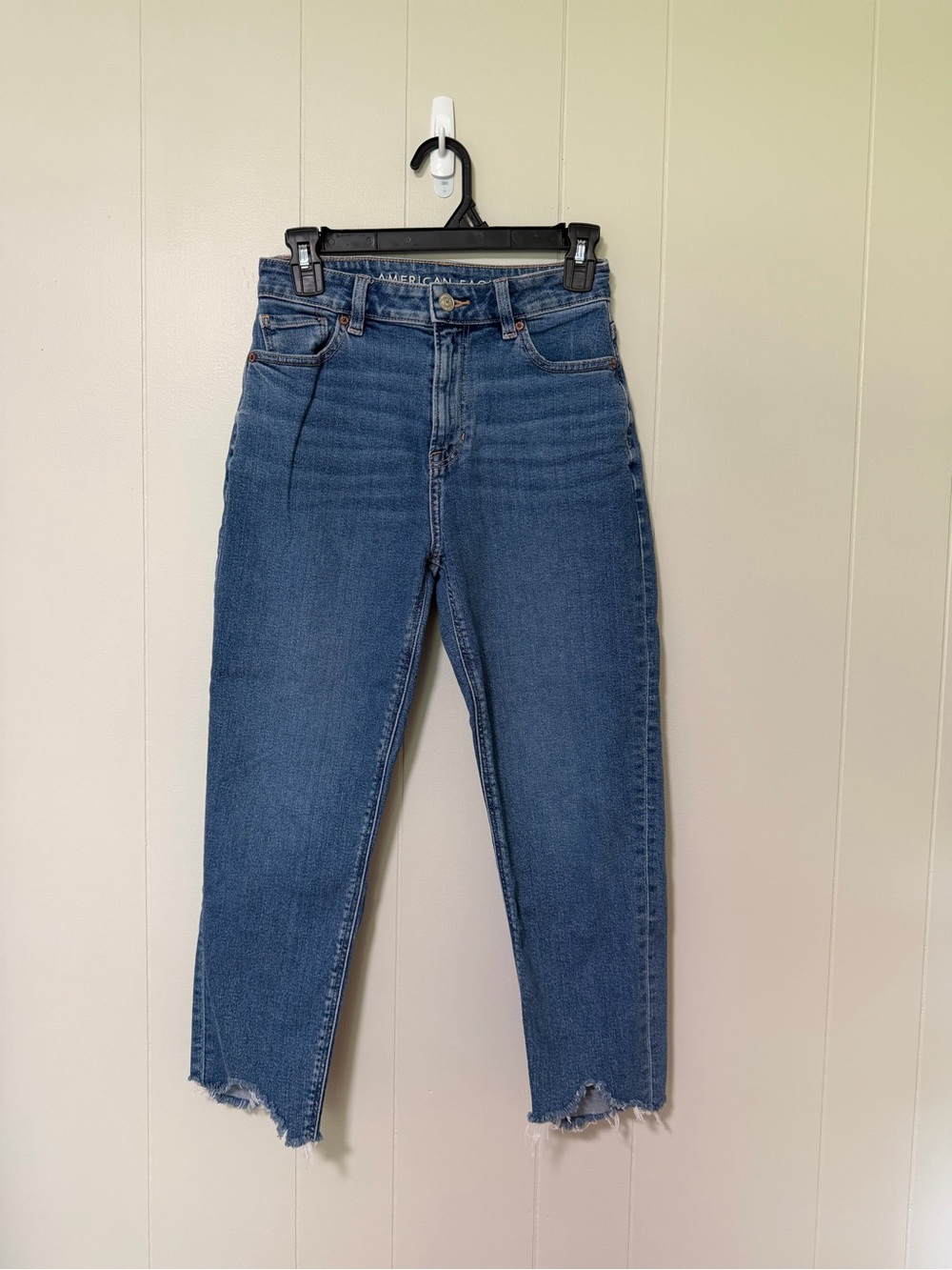 American Eagle Outfitters High-Rise Blue Raw-Hem Jeans